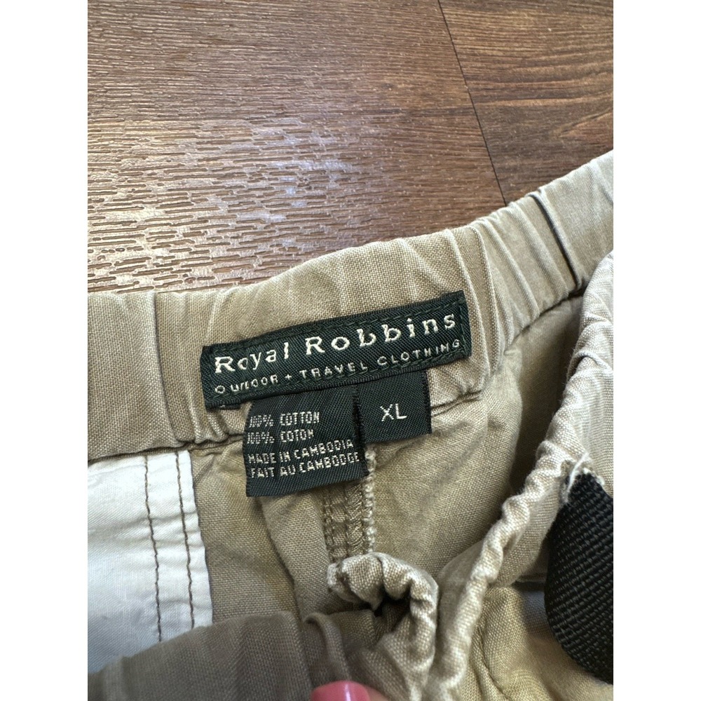 Royal Robbins Mens XL Light Grey 8" Belted 100% Cotton Hiking Travel Shorts - Picture 7 of 10
